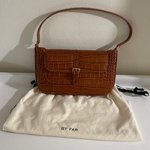BY FAR- Miranda Tan Croc Embossed Leather bag